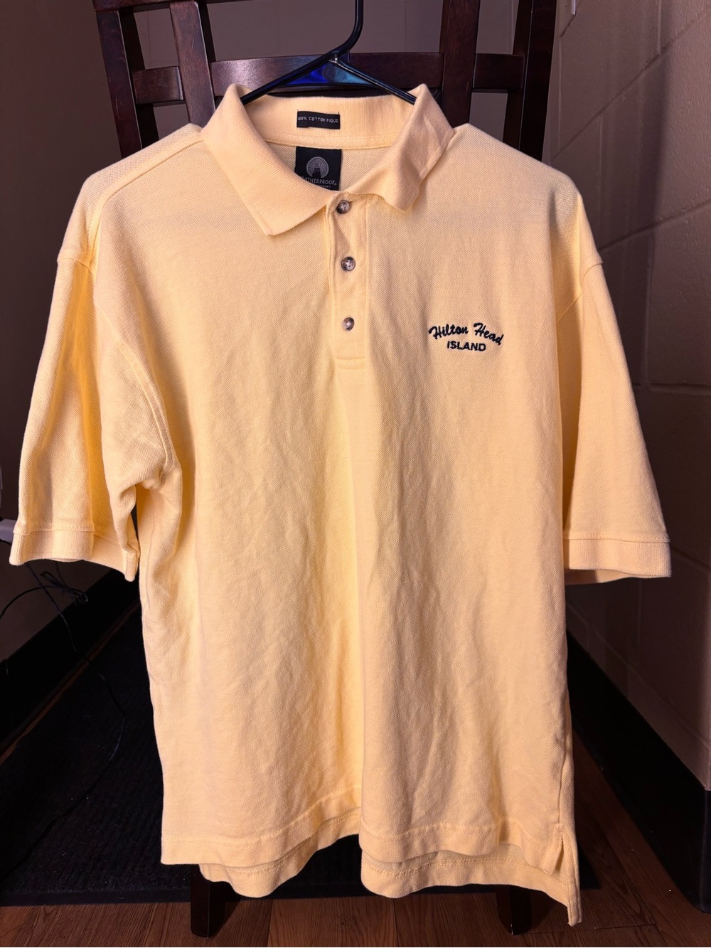 Weatherproof Hilton Head Island Yellow Pique Polo Shirt Men’s Medium